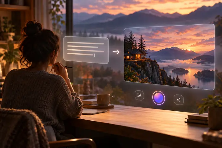 Illustration d’une interface de création permettant de rédiger une consigne visuelle ; il ne s’agit pas d’une capture d’écran de Vidione.