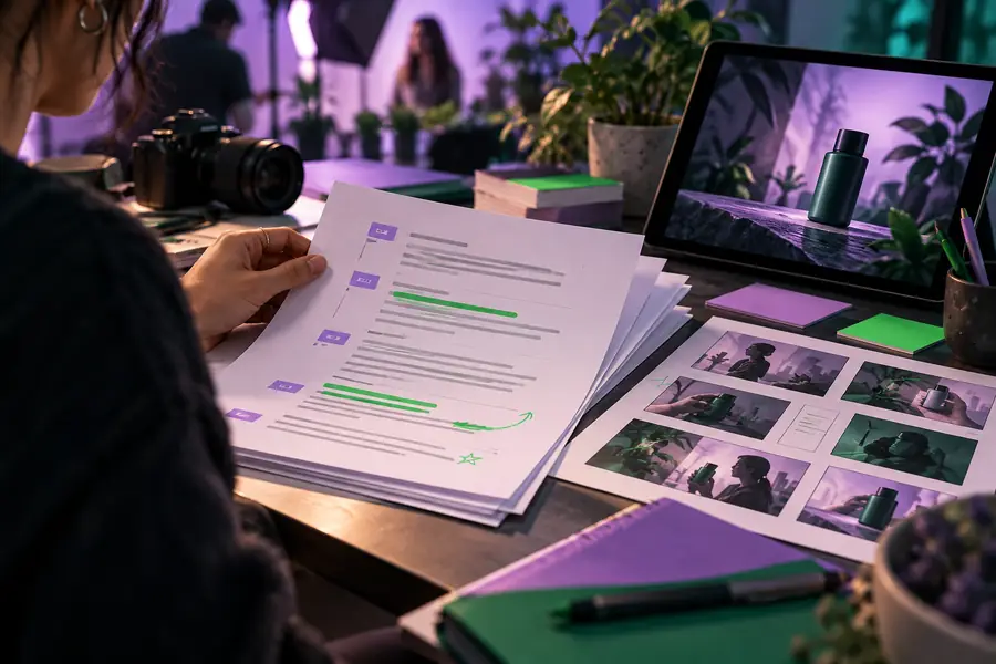 Illustrative view of a written video script