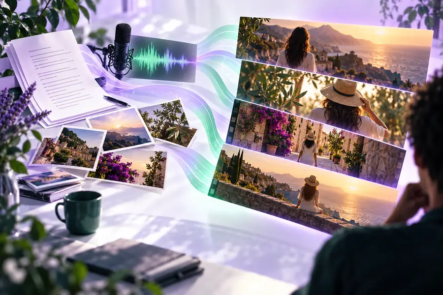 Illustration of a video storyboard with scenes